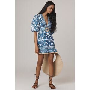 Farm Rio Linen Blend Lace Nature Mini Dress Small NWT